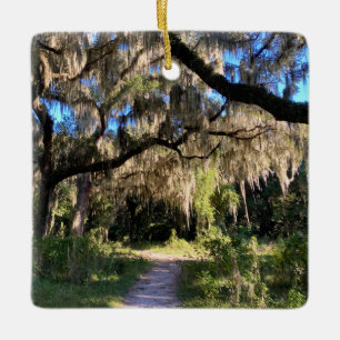 Sunlit Spanish Moss Ceramic Ornament