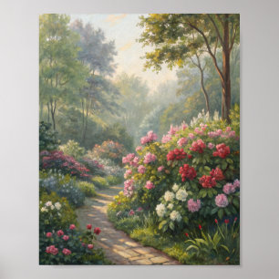 Sunlit Spring Garden Path Oil Painting Poster