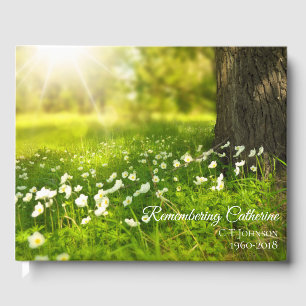 Sunlit Spring Meadow Funeral Condolence Guest Book