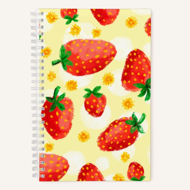 Sunlit Strawberries & Daisies  Notebook (Front)