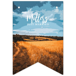 Sunlit Summer Golden Field Rustic Country Nature Bunting Flags