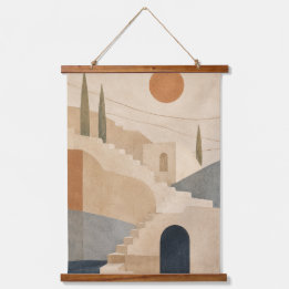 Sunlit Terraces Mediterranean Coastal Wall Tapestr Hanging Tapestry