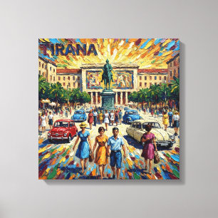 Sunlit Tirana Square Elegance Canvas Art