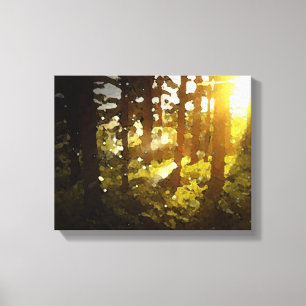 Sunlit Trees Watercolor Canvas Print