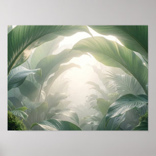 Sunlit Tropical Leaves Botanical Poster