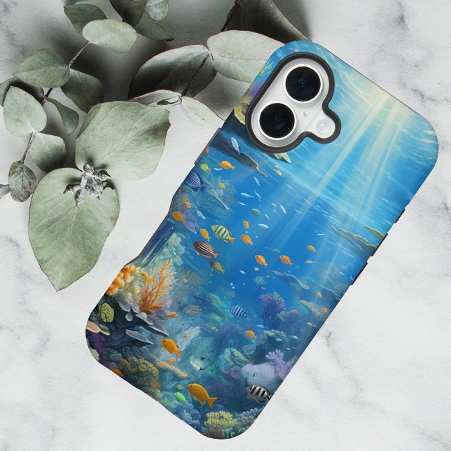 Sunlit Tropical Underwater Coral Reef iPhone 16 Case (Creator Uploaded)