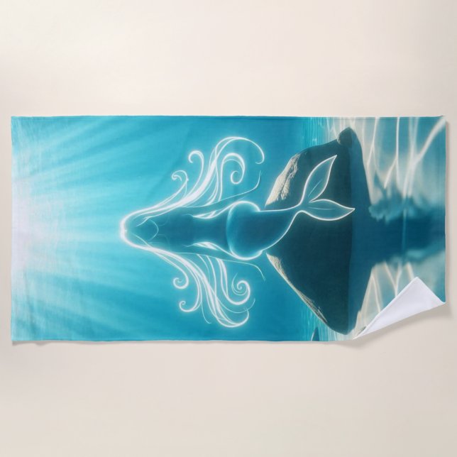 Sunlit, underwater mermaid beach towel (Front)