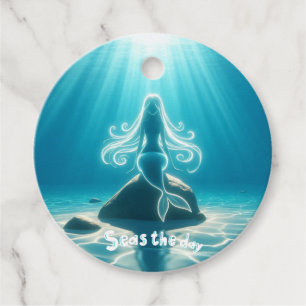 Sunlit, underwater mermaid favour tags