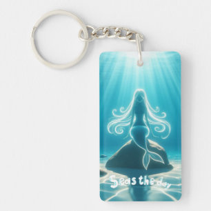 Sunlit, underwater mermaid keychain