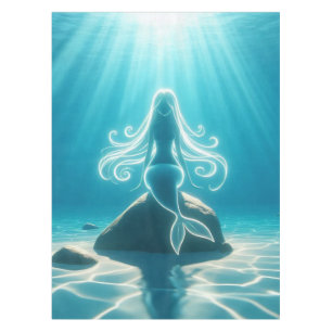 Sunlit, underwater mermaid tablecloth