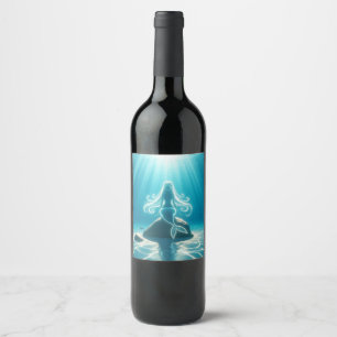 Sunlit, underwater mermaid wine label