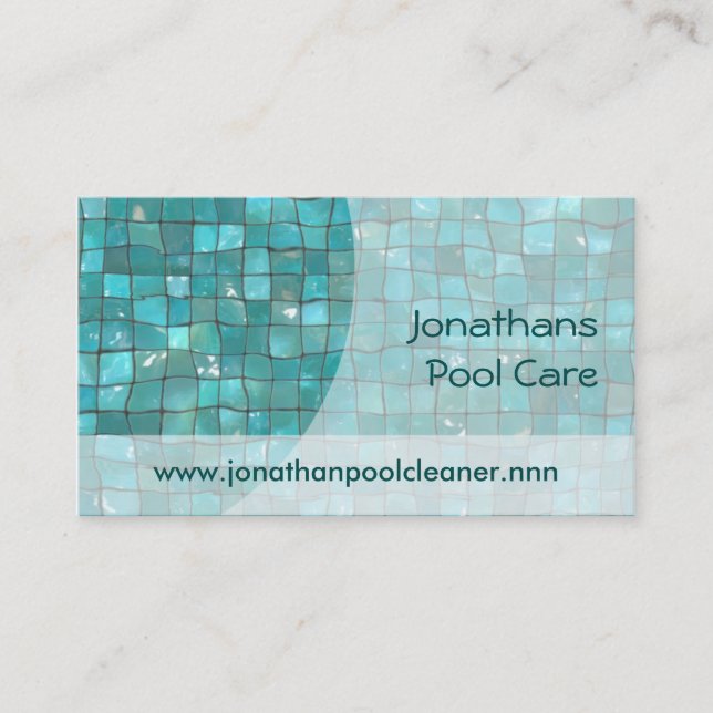 Sunlit water with turquoise tiles business card (Front)