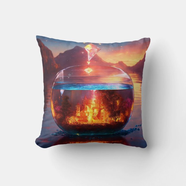 Sunlit Waves Throw Pillow (Front)