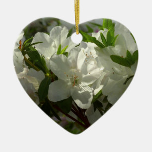 Sunlit White Azaleas Beautiful Spring Flowers Ceramic Ornament