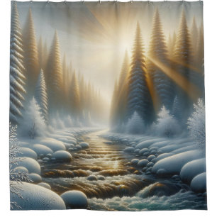 “Sunlit Winter River Scene”