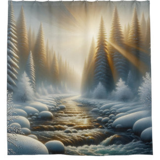 “Sunlit Winter River Scene”