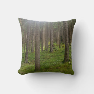 Sunlit Woodland - Forest Green Throw Pillow