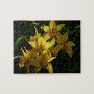 Sunlit Yellow Orchids Floral Jigsaw Puzzle