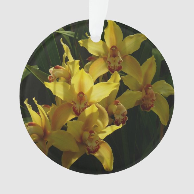 Sunlit Yellow Orchids Floral Ornament (Front)