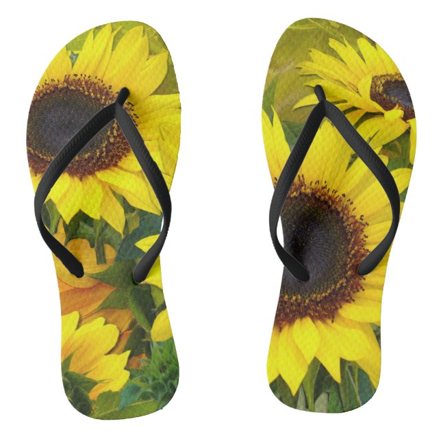 Sunnny Sunflowers Flip Flops (Footbed)
