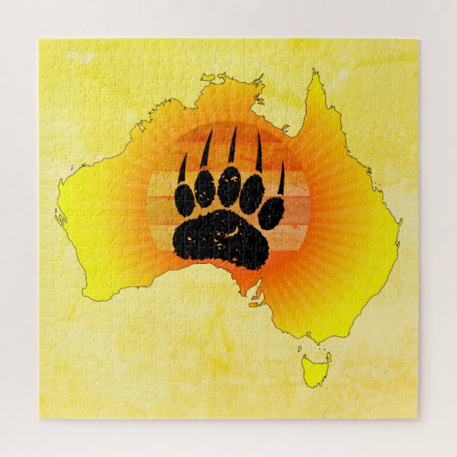 Sunny Australia Map Bear With Retro Sunset Jigsaw Puzzle (Vertical)
