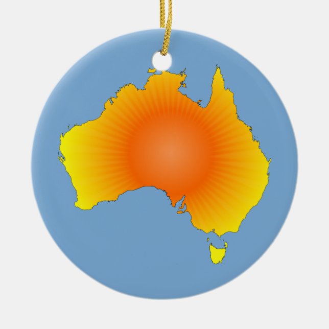 Sunny Australia Map Ceramic Ornament (Front)