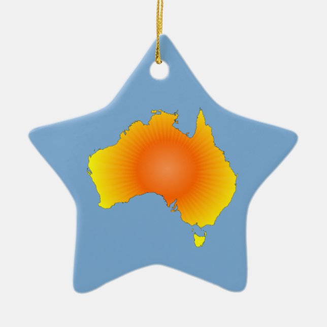 Sunny Australia Map Ceramic Ornament (Front)