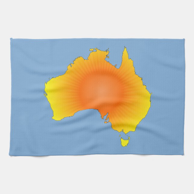 Sunny Australia Map Kitchen Towel (Horizontal)