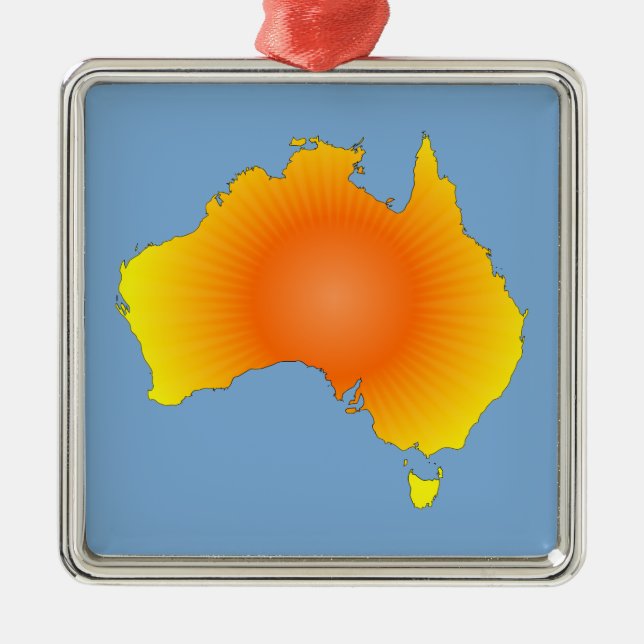 Sunny Australia Map Metal Ornament (Front)