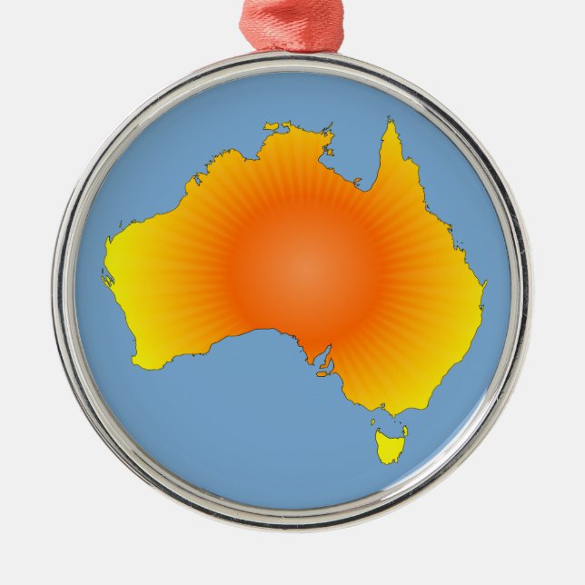 Sunny Australia Map Metal Ornament (Front)
