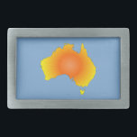 Sunny Australia Map Rectangular Belt Buckle<br><div class="desc">A sunny version for the Australian map. Image in yellow and orange. Blue background in selected images.</div>