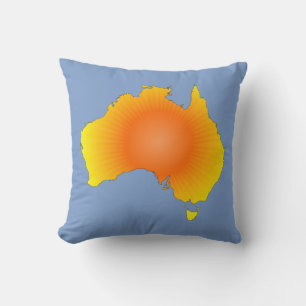 Sunny Australia Map Throw Pillow