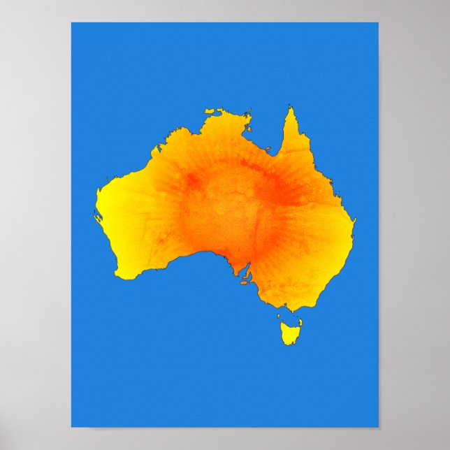 Sunny Australia Map Vintage Style Poster (Front)