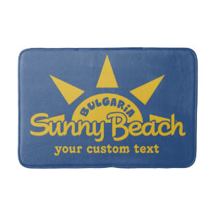 Sunny Beach BULGARIA custom text & colour bath mat