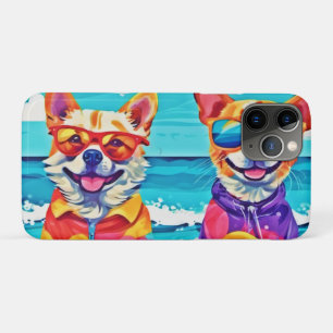 Sunny Beach Dogs: Colourful Painting iPhone 11 Pro Case