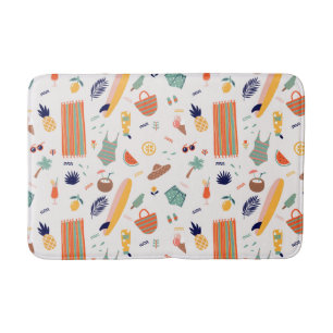 Sunny Beach Fun Pattern Bath Mat