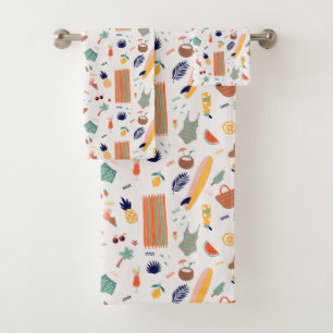 Sunny Beach Fun Pattern Bath Towel Set