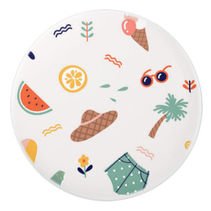 Sunny Beach Fun Pattern Ceramic Knob