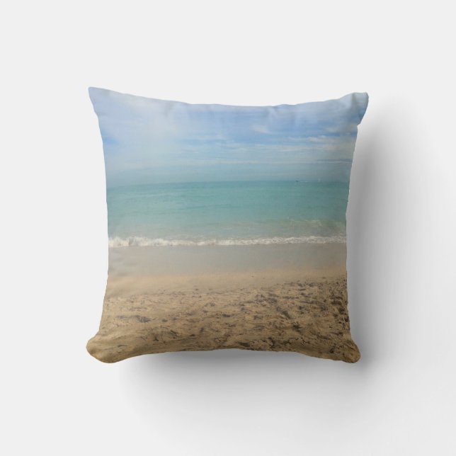 Sunny Beach Landscape- Cape Cod Throw Pillow (Front)