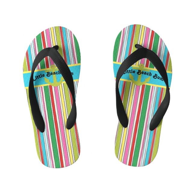 Sunny Beach Stripes Kid's Flip Flops (Footbed)