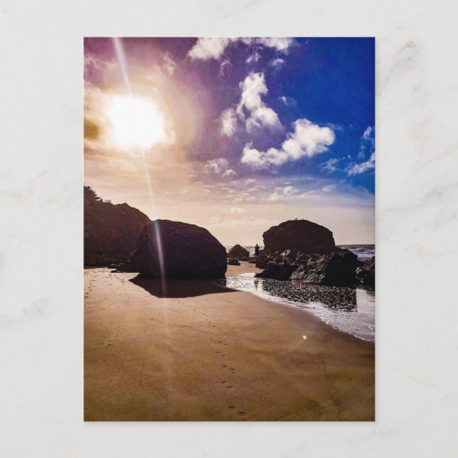 Sunny Beach with Rocks Postcard (Front)