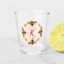 Sunny Bee Initial Shot Glass