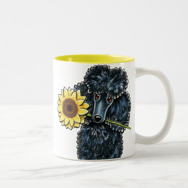 Sunny Black Miniature Poodle Two-Tone Coffee Mug (Right)