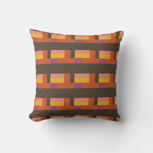 Sunny Blocks Orange & Brown Throw Pillow