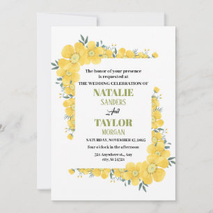 Sunny Blossoms , A Vibrant Yellow Floral Wedding Invitation