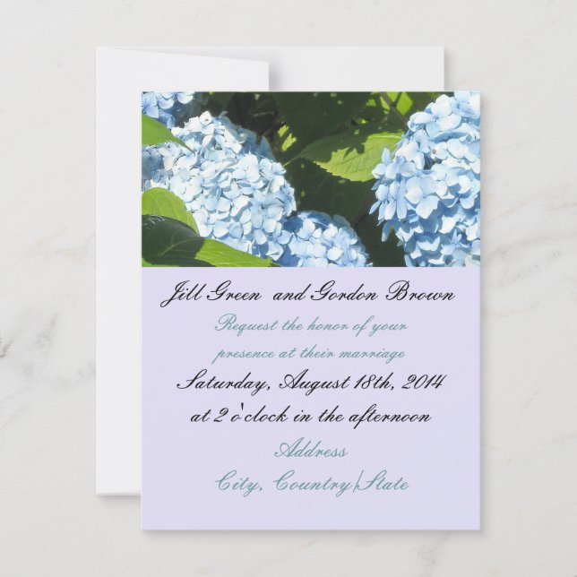 Sunny Blue Hydrangea Faire-part de mariage (Devant)
