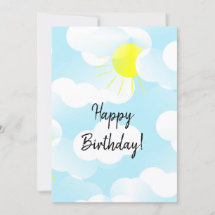 Sunny Blue Summer Sky with Clouds Birthday Wishes