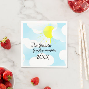 Sunny Blue Summer Sky with Clouds Family Reunion Napkin