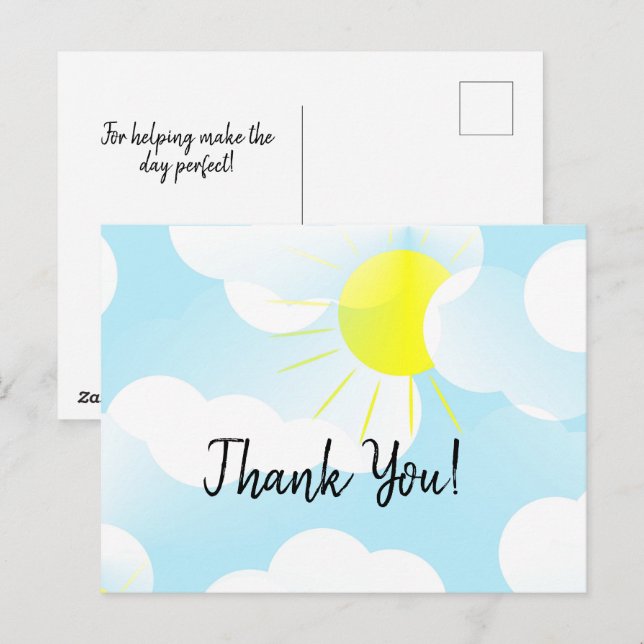 Sunny Blue Summer Sky with Clouds Thank You Postcard (Front/Back)