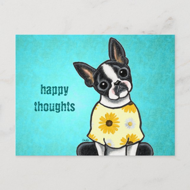 Sunny Boston Terrier Custom Message Postcard (Front)